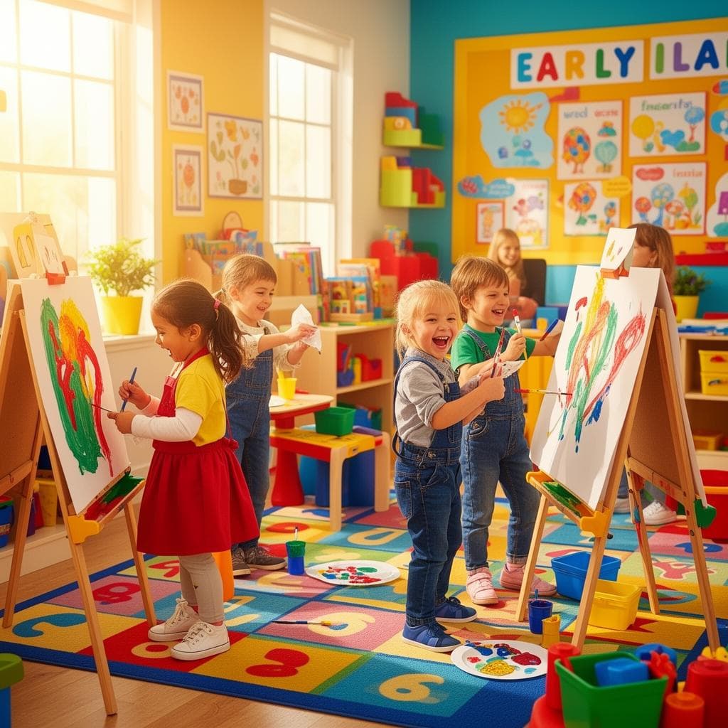 Children learning in a modern kindergarten